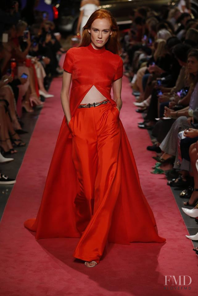 Kiki Willems featured in  the Brandon Maxwell fashion show for Spring/Summer 2019