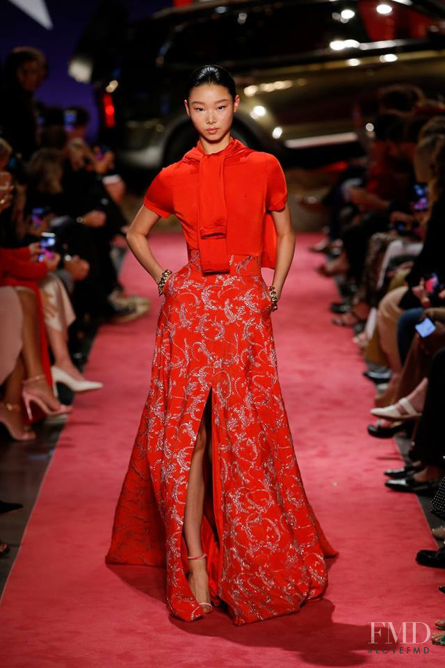 Yoon Young Bae featured in  the Brandon Maxwell fashion show for Spring/Summer 2019