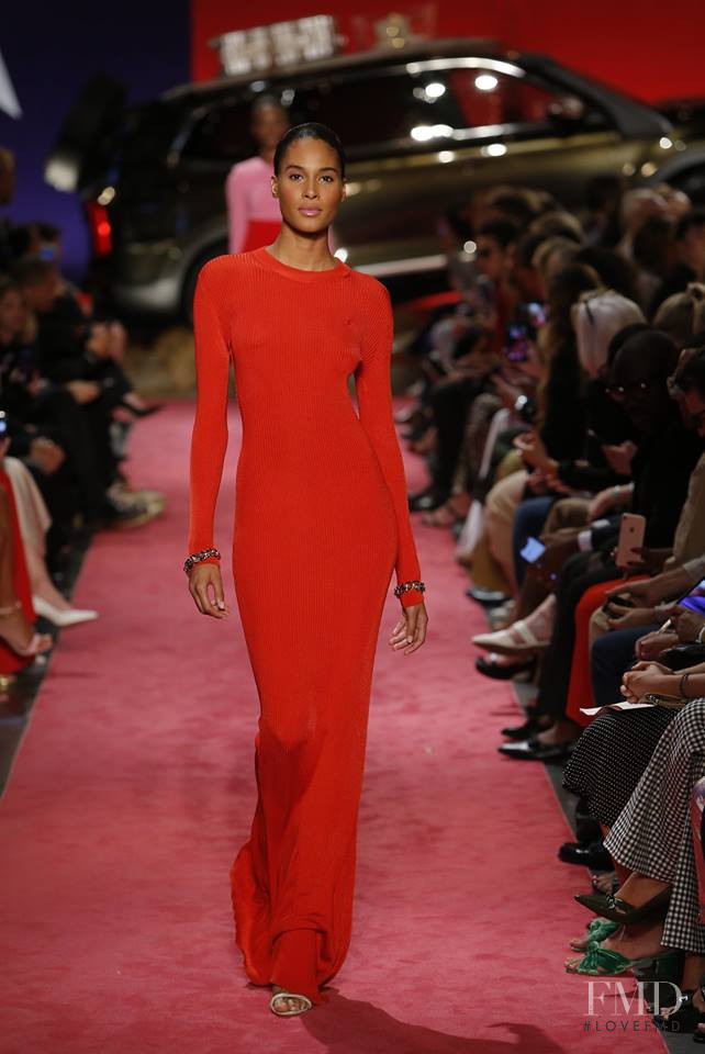 Cindy Bruna featured in  the Brandon Maxwell fashion show for Spring/Summer 2019