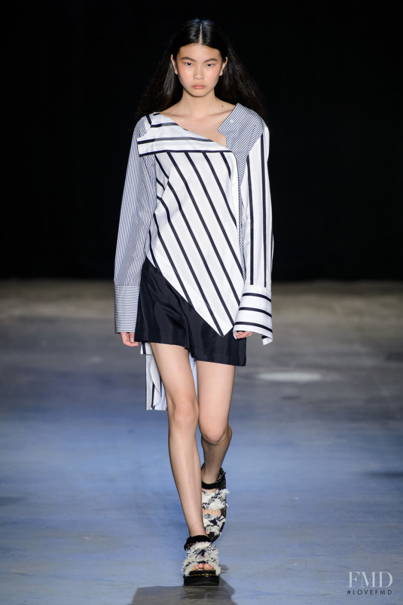 Sherry Shi featured in  the Monse fashion show for Spring/Summer 2019