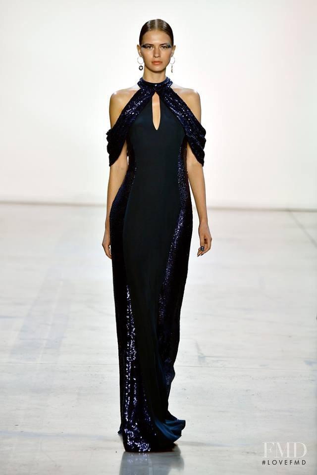 Alena Frolova featured in  the Tadashi Shoji fashion show for Spring/Summer 2019