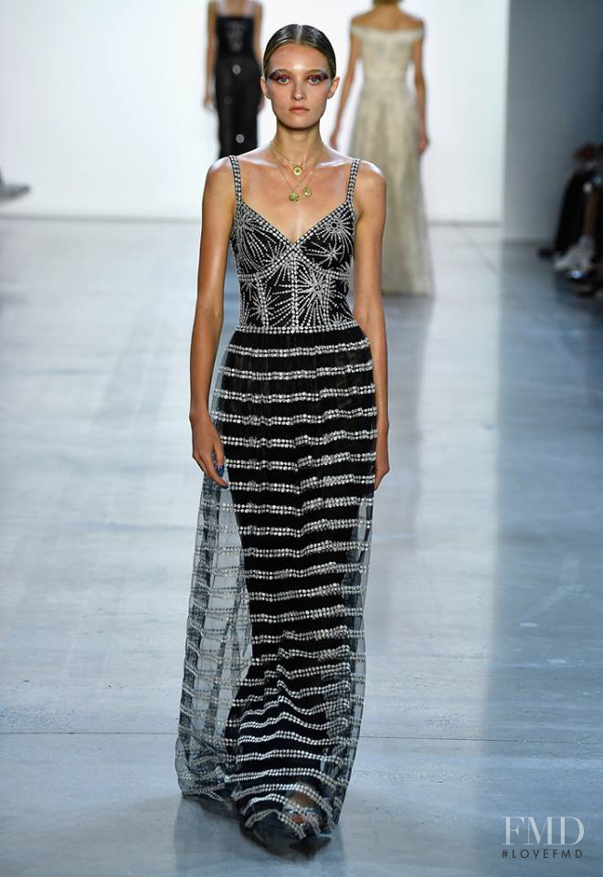 Julia Belyakova featured in  the Tadashi Shoji fashion show for Spring/Summer 2019