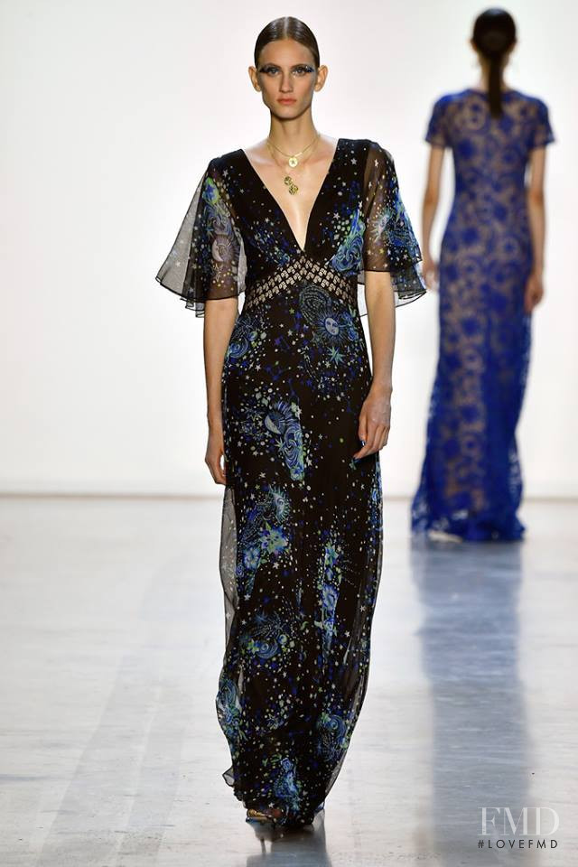 Sarah Berger featured in  the Tadashi Shoji fashion show for Spring/Summer 2019