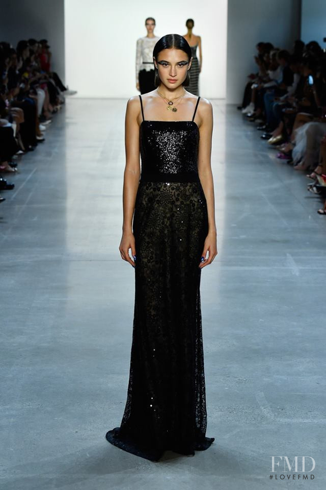 Alina Kozyrka featured in  the Tadashi Shoji fashion show for Spring/Summer 2019