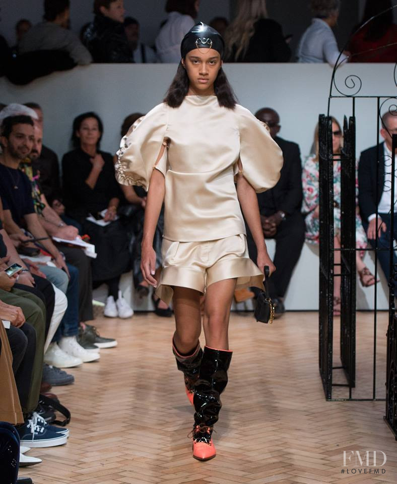 Mara Kasanpawiro featured in  the J.W. Anderson fashion show for Spring/Summer 2019