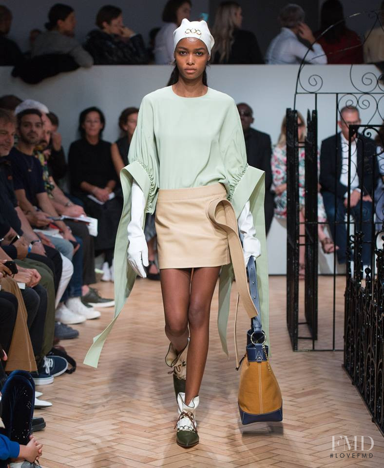 Blesnya Minher featured in  the J.W. Anderson fashion show for Spring/Summer 2019