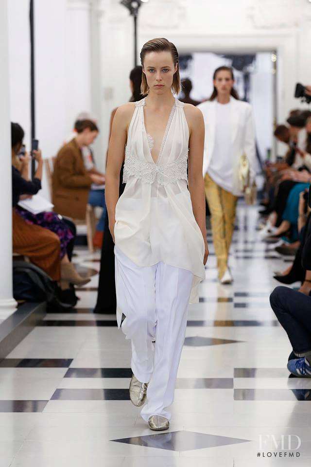 Edie Campbell featured in  the Victoria Beckham fashion show for Spring/Summer 2019