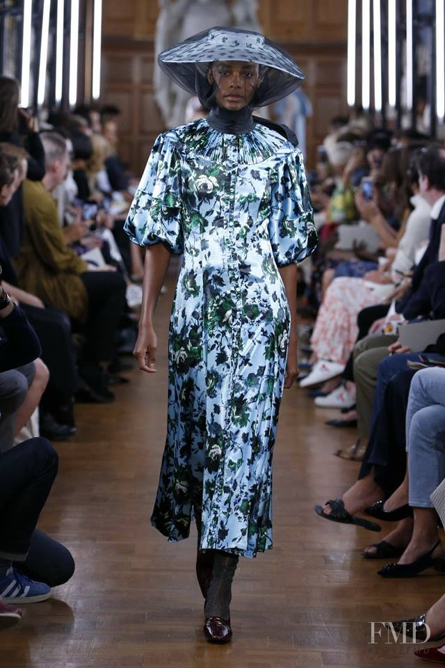 Karly Loyce featured in  the Erdem fashion show for Spring/Summer 2019