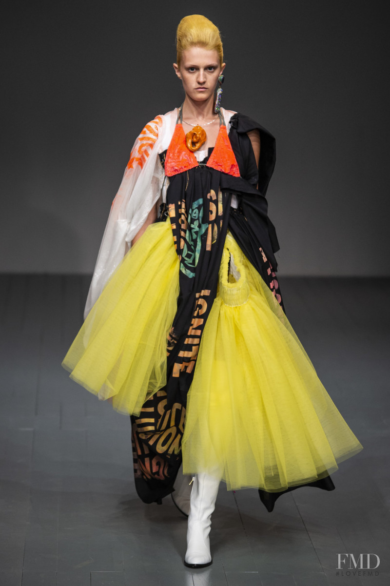 Abby Hendershot featured in  the Matty Bovan fashion show for Spring/Summer 2019