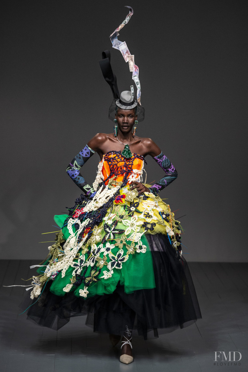 Tricia Akello featured in  the Matty Bovan fashion show for Spring/Summer 2019