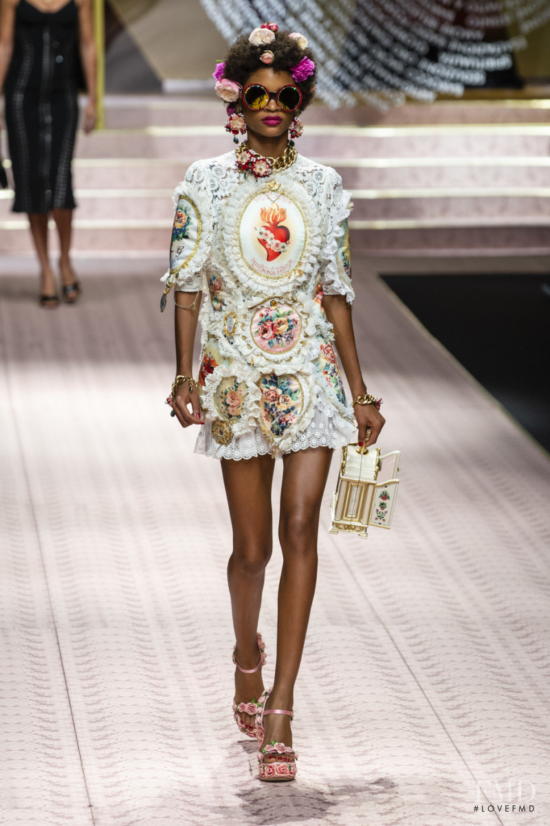 Theresa Hayes featured in  the Dolce & Gabbana fashion show for Spring/Summer 2019