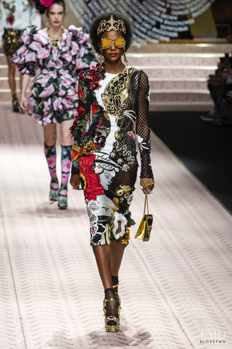 Karly Loyce featured in  the Dolce & Gabbana fashion show for Spring/Summer 2019