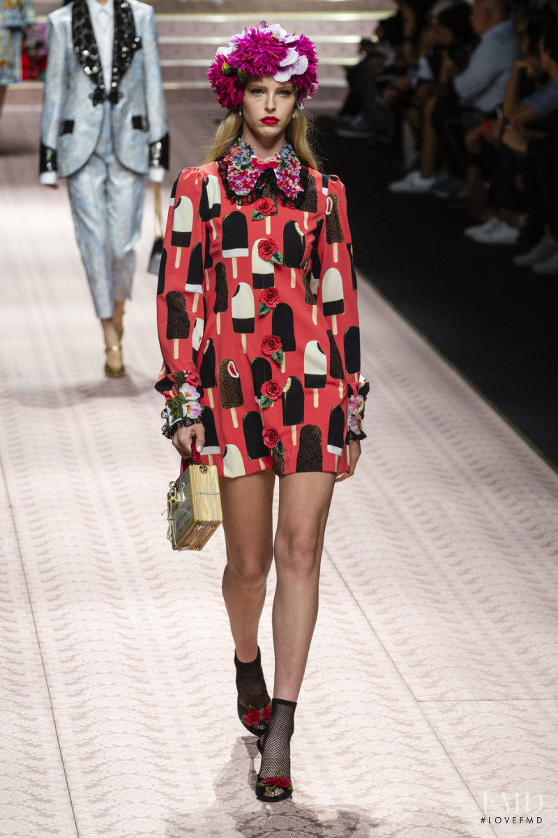 Abby Champion featured in  the Dolce & Gabbana fashion show for Spring/Summer 2019