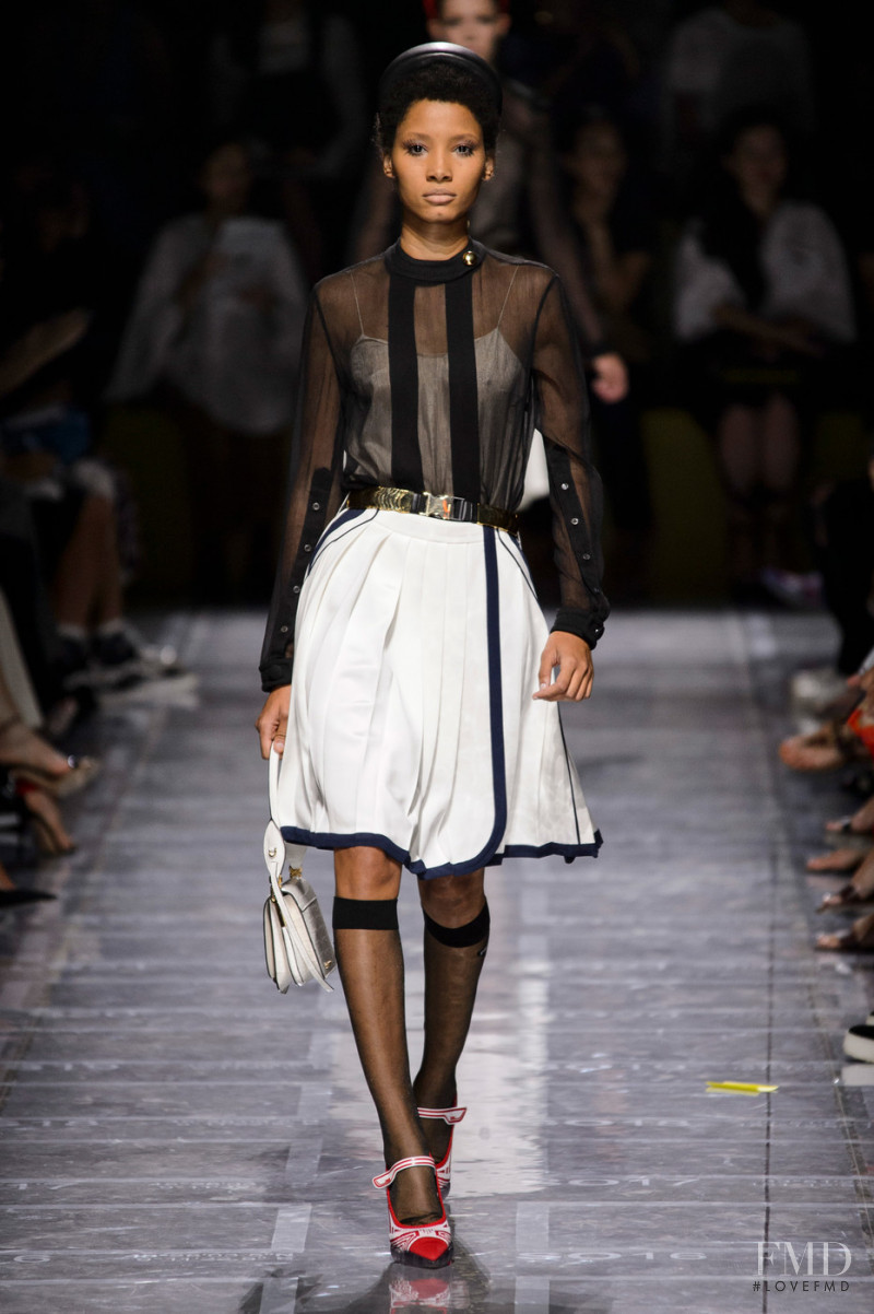 Lineisy Montero featured in  the Prada fashion show for Spring/Summer 2019
