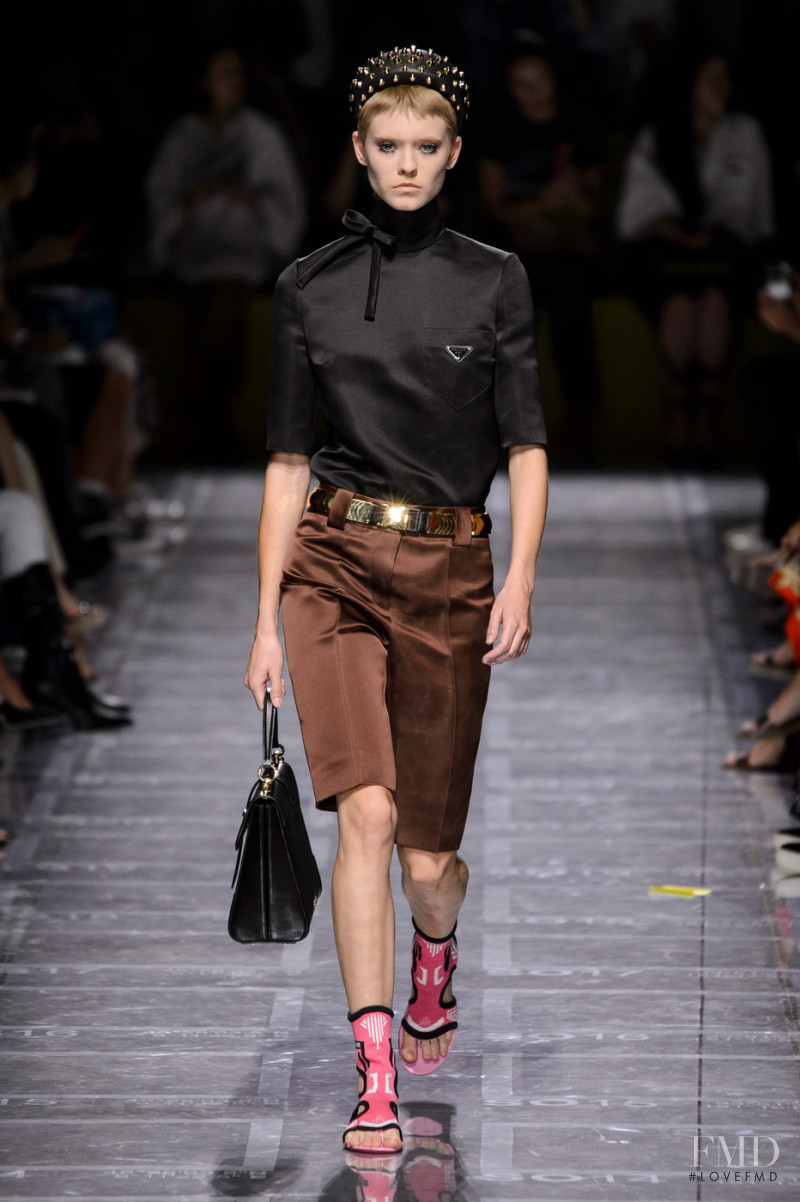 Maike Inga featured in  the Prada fashion show for Spring/Summer 2019