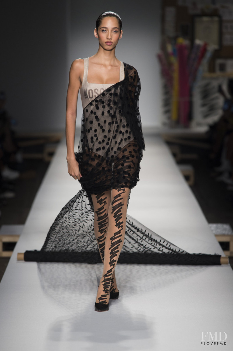 Yasmin Wijnaldum featured in  the Moschino fashion show for Spring/Summer 2019