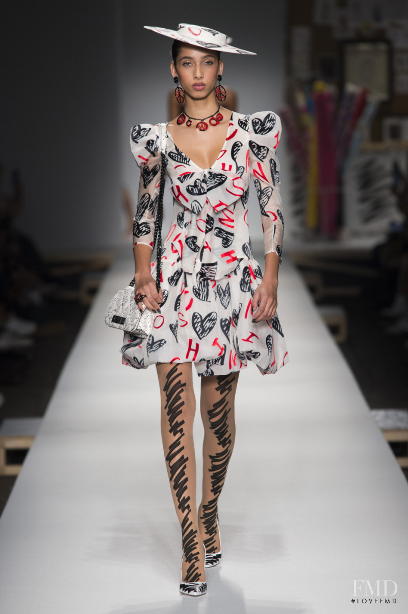 Yasmin Wijnaldum featured in  the Moschino fashion show for Spring/Summer 2019