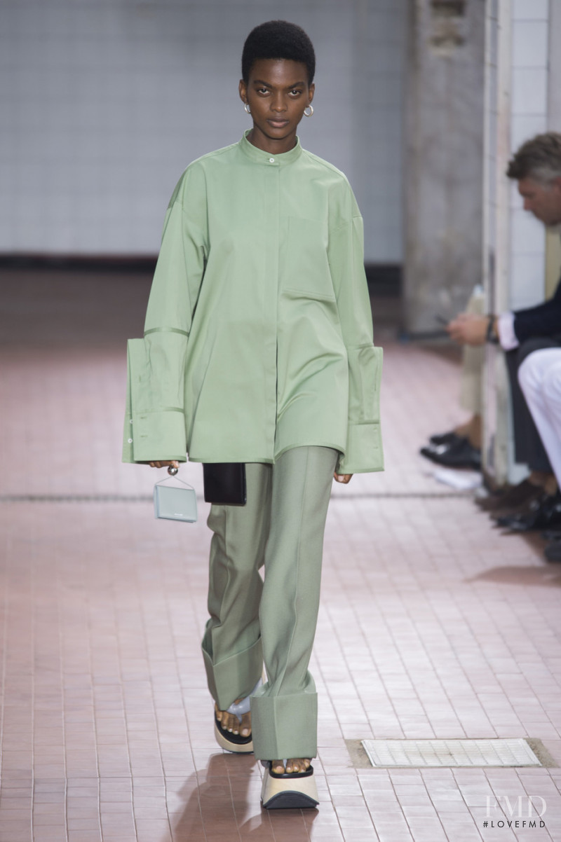 Aube Jolicoeur featured in  the Jil Sander fashion show for Spring/Summer 2019