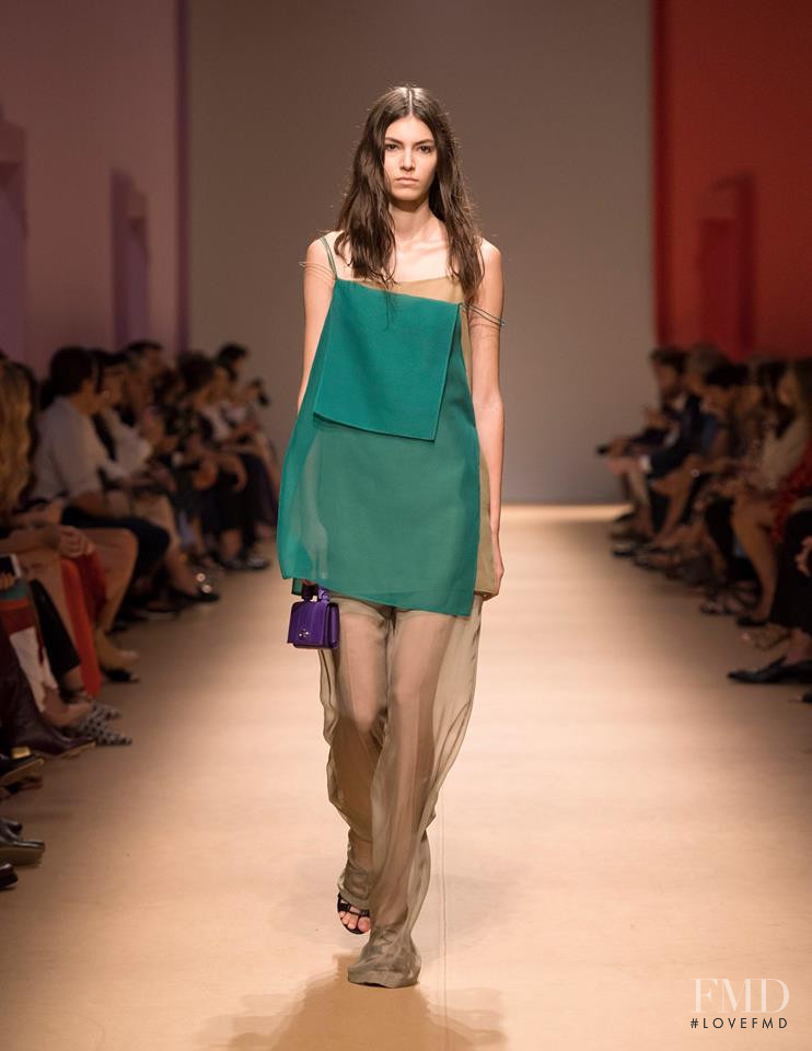 Alberte Mortensen featured in  the Salvatore Ferragamo fashion show for Spring/Summer 2019