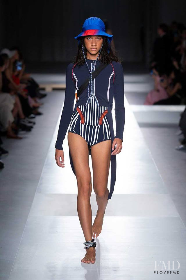 Mara Kasanpawiro featured in  the Sportmax fashion show for Spring/Summer 2019