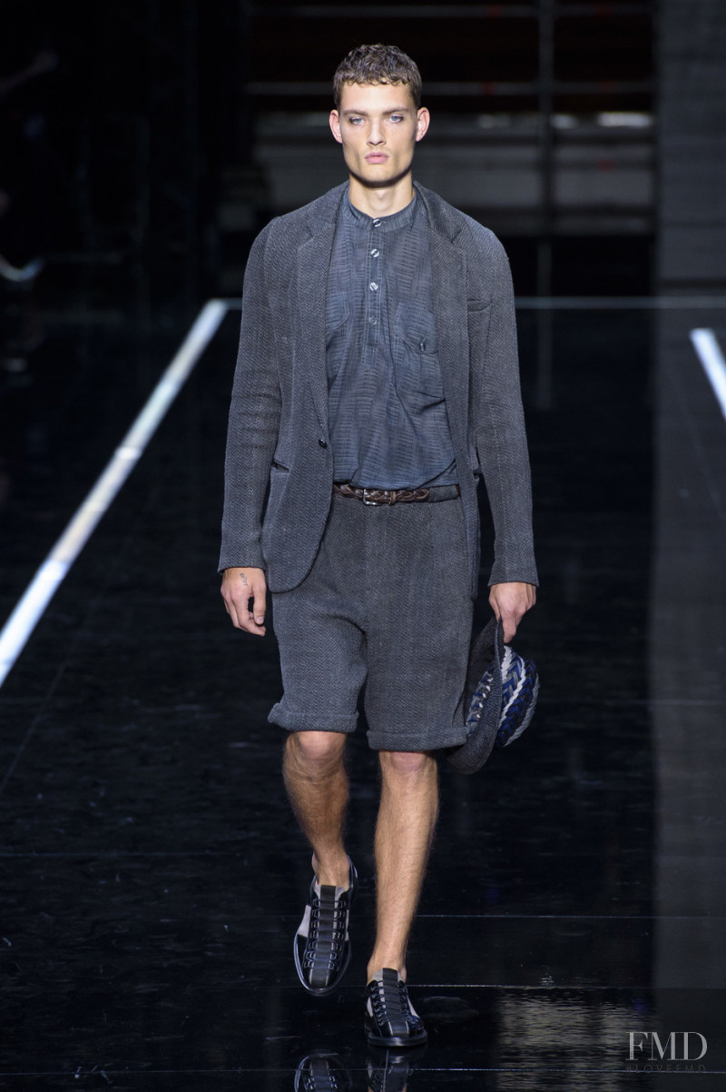 William Los featured in  the Emporio Armani fashion show for Spring/Summer 2019