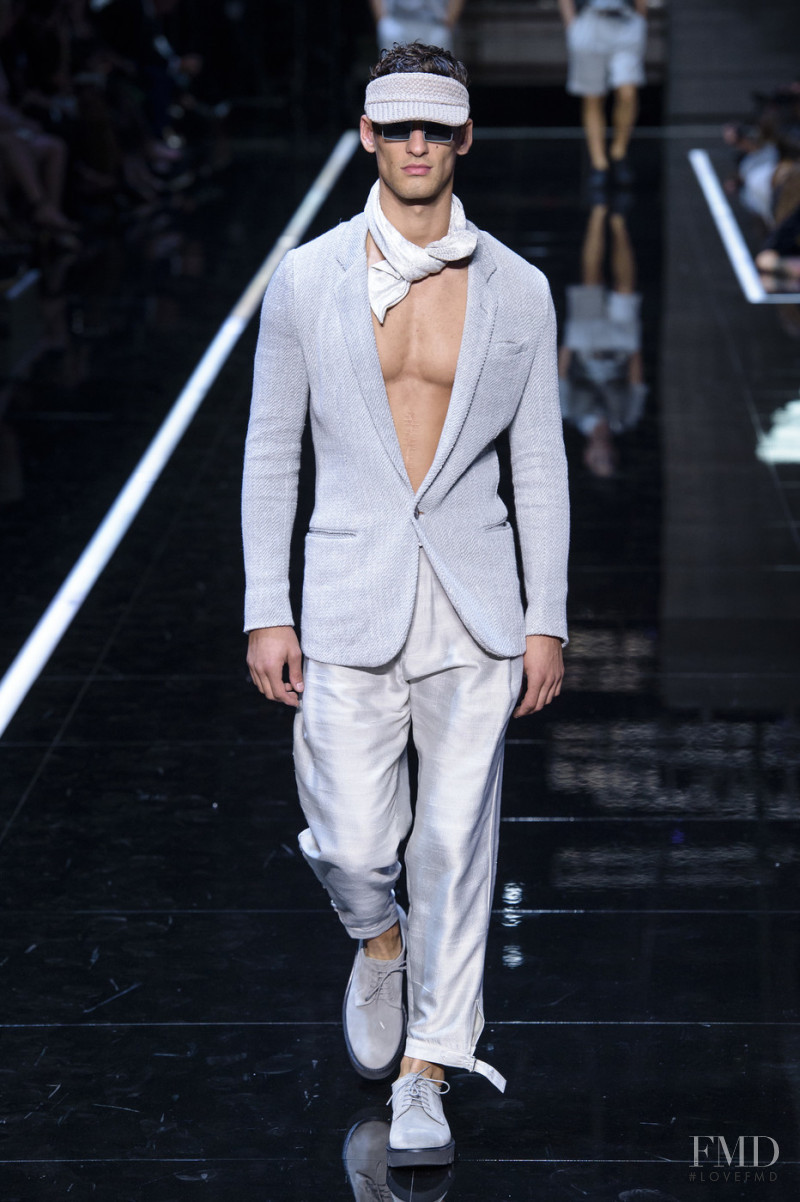 David Trulik featured in  the Emporio Armani fashion show for Spring/Summer 2019