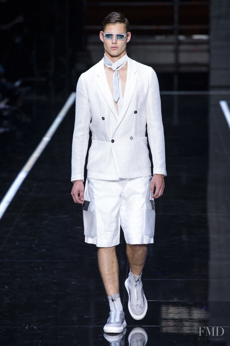 Max Snippe featured in  the Emporio Armani fashion show for Spring/Summer 2019
