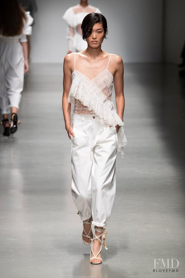 Chiharu Okunugi featured in  the Philosophy di Lorenzo Serafini fashion show for Spring/Summer 2019