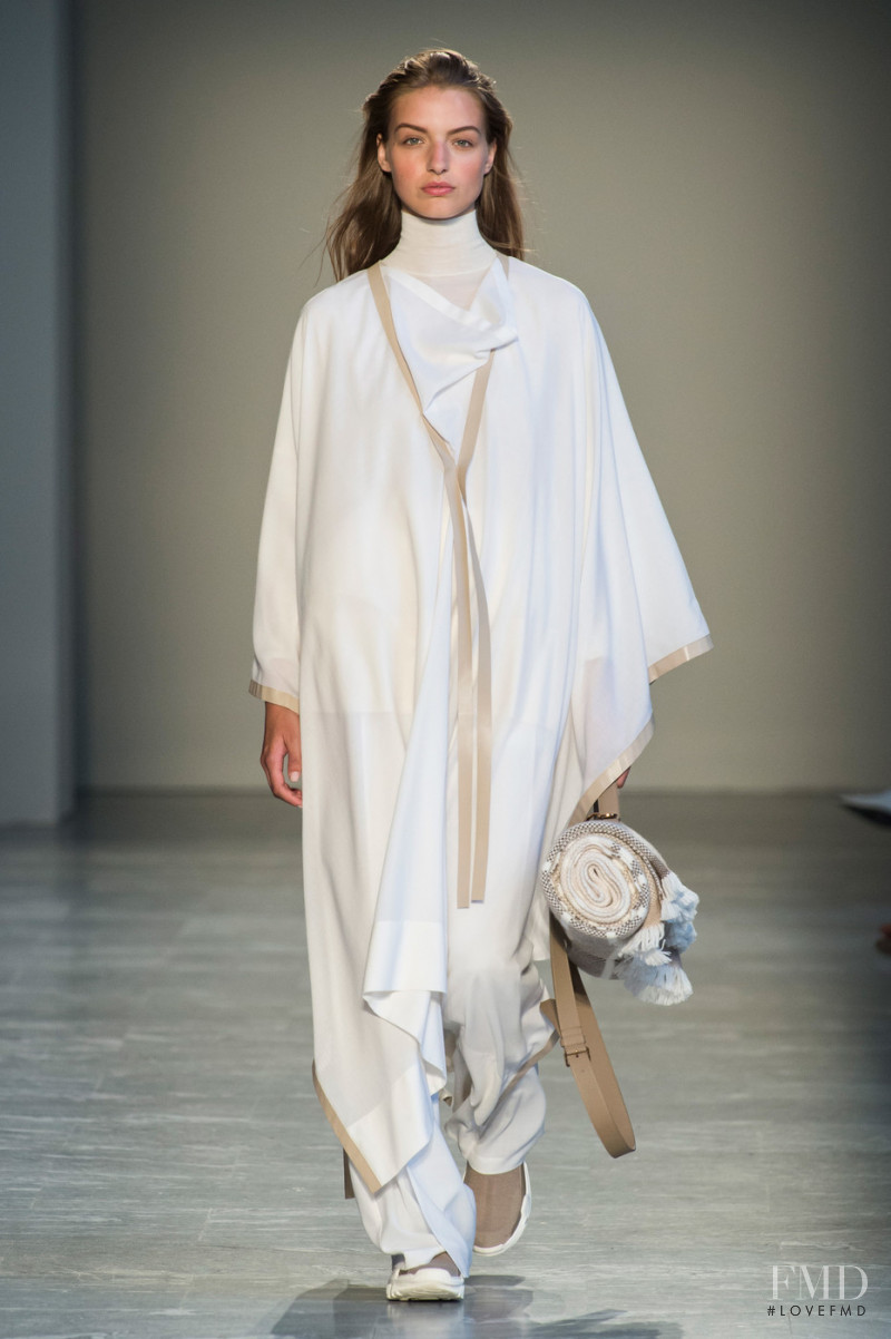 Anna Stephenson featured in  the Agnona fashion show for Spring/Summer 2019