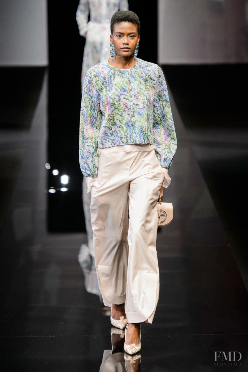 Rufane Tomas featured in  the Giorgio Armani fashion show for Spring/Summer 2019