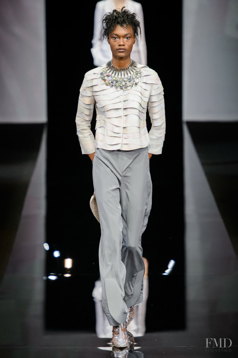 Naki Depass featured in  the Giorgio Armani fashion show for Spring/Summer 2019