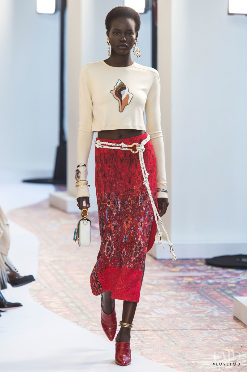 Adut Akech Bior featured in  the Chloe fashion show for Spring/Summer 2019