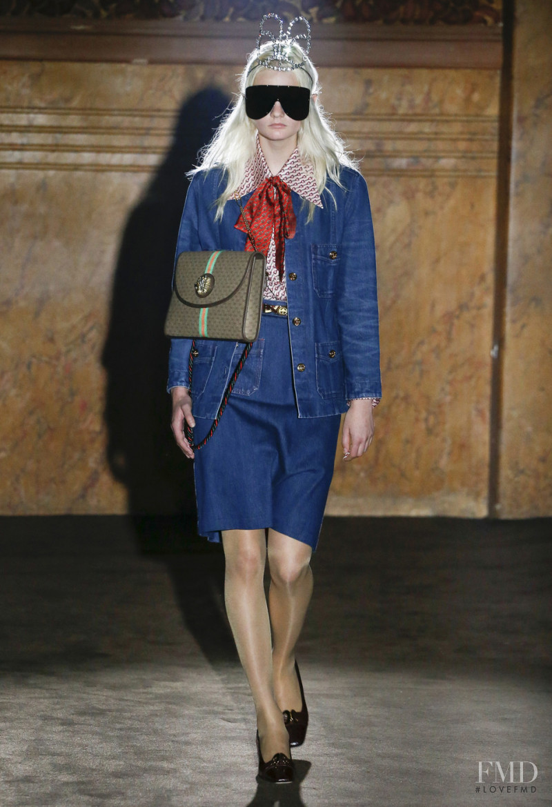 Unia Pakhomova featured in  the Gucci fashion show for Spring/Summer 2019
