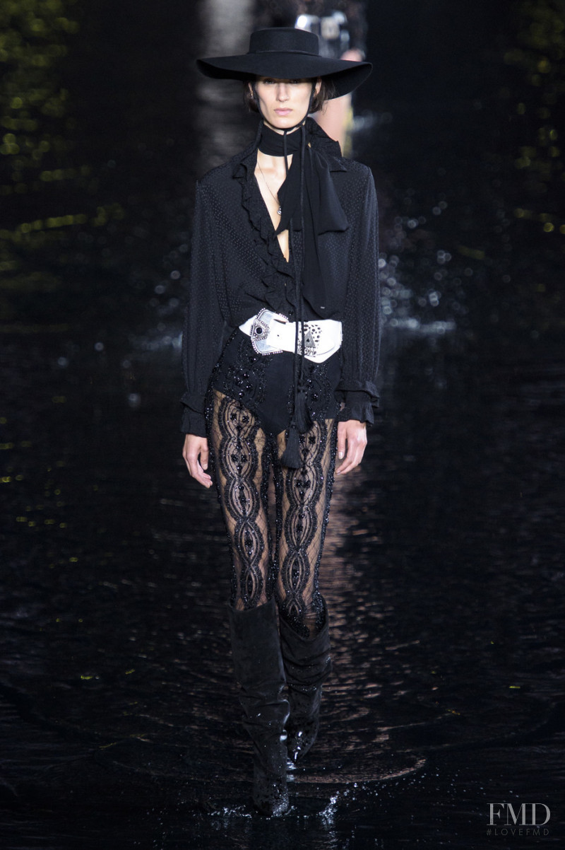 Marte Mei van Haaster featured in  the Saint Laurent fashion show for Spring/Summer 2019