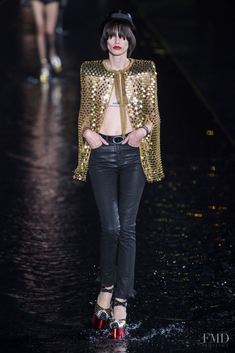 Marina Krtinic featured in  the Saint Laurent fashion show for Spring/Summer 2019