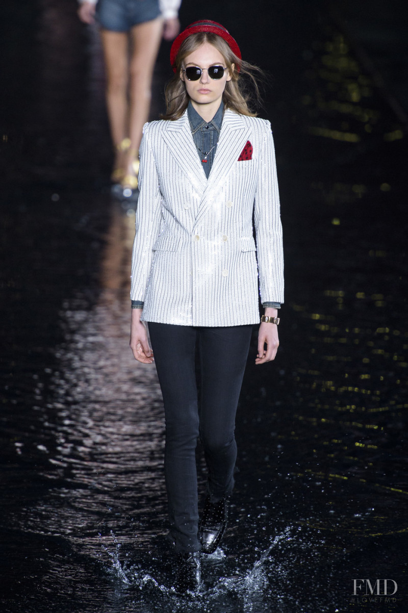 Fran Summers featured in  the Saint Laurent fashion show for Spring/Summer 2019