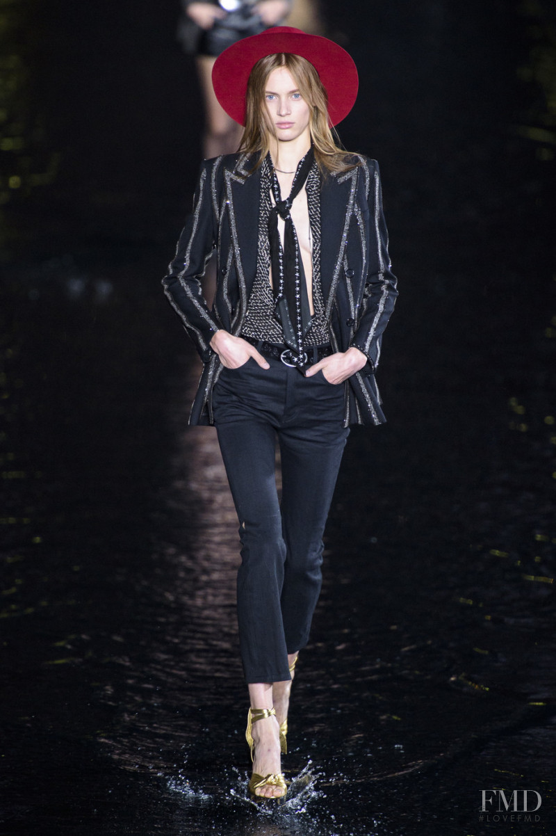 Sarah Dahl featured in  the Saint Laurent fashion show for Spring/Summer 2019