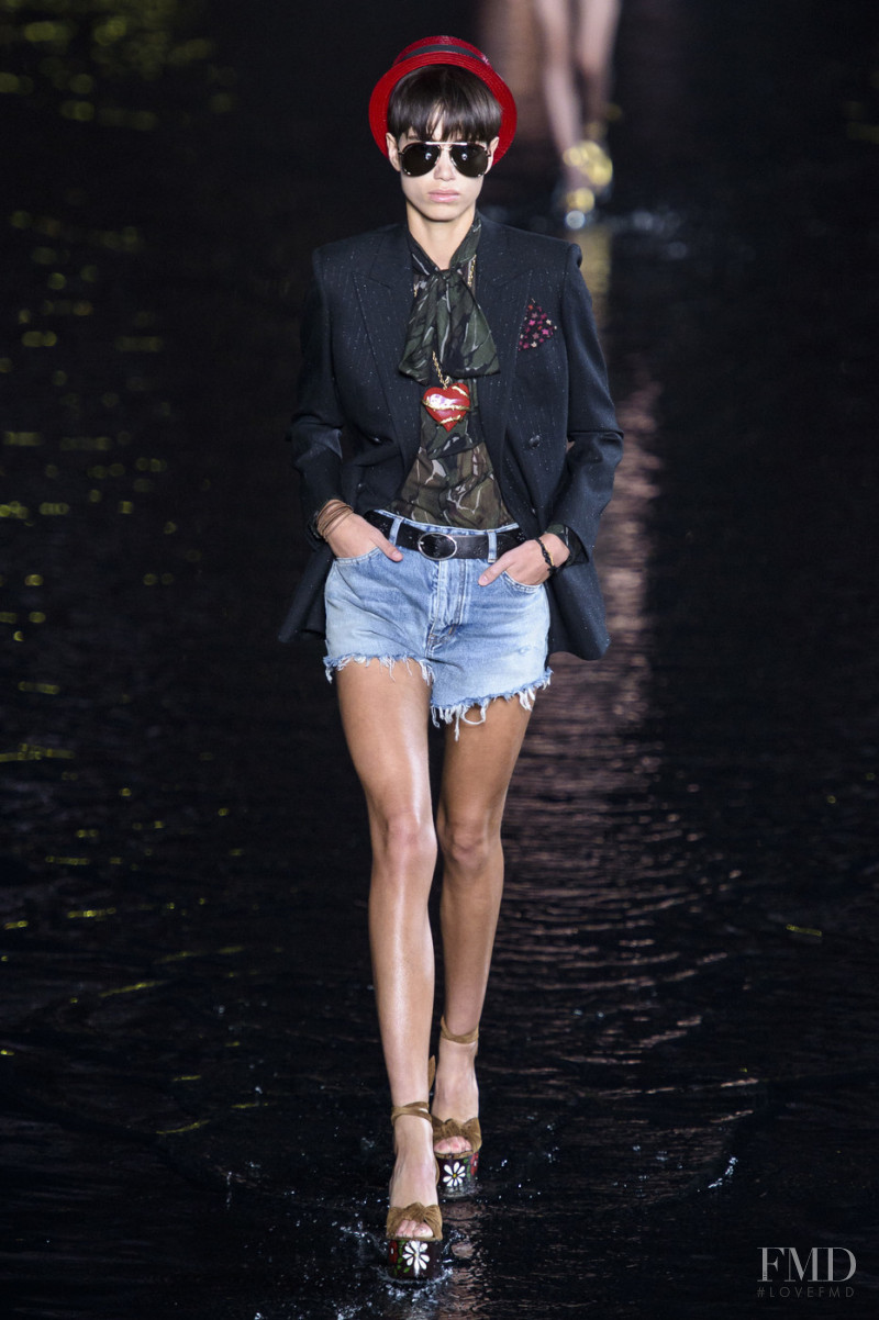 Anna Herrera featured in  the Saint Laurent fashion show for Spring/Summer 2019