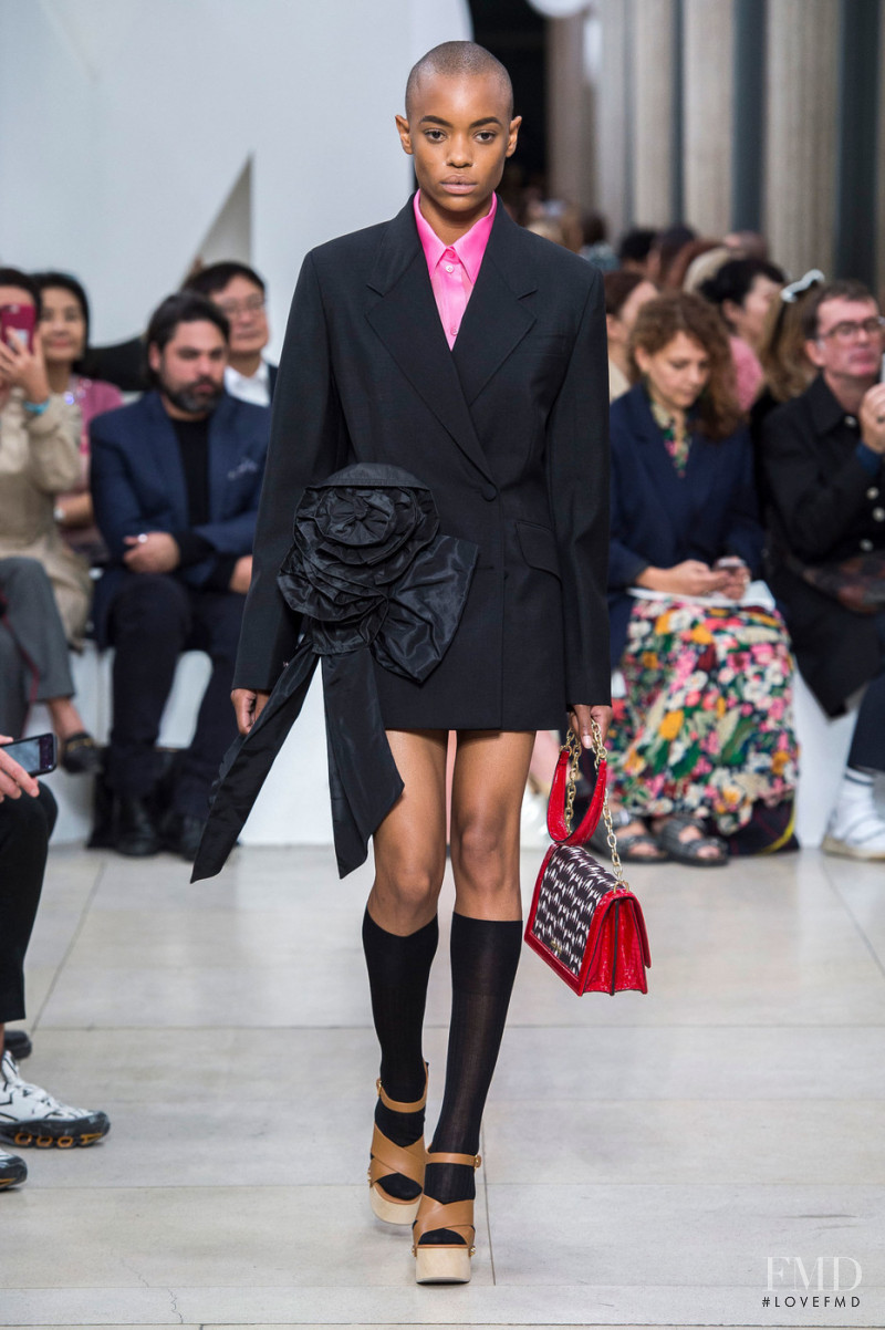 Liz Pinto featured in  the Miu Miu fashion show for Spring/Summer 2019