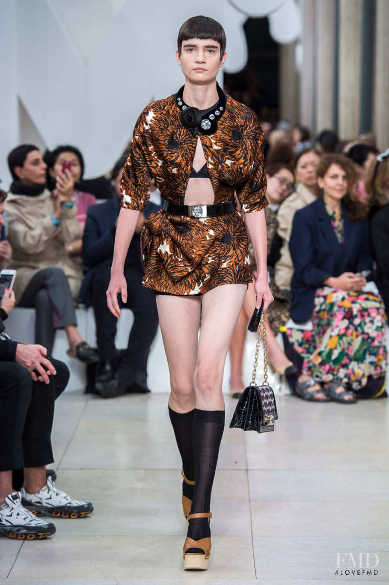 Kris Kukharchik featured in  the Miu Miu fashion show for Spring/Summer 2019