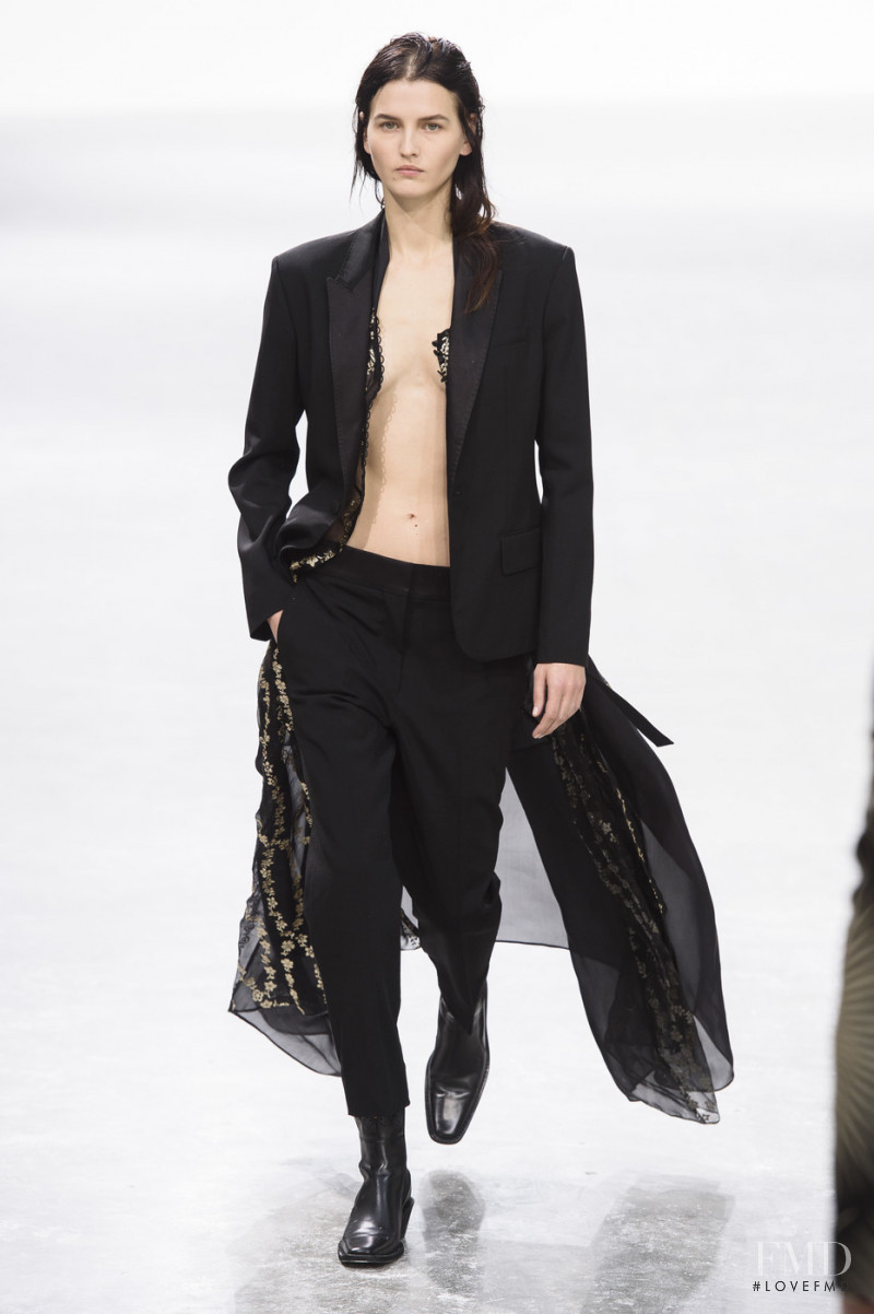 Katlin Aas featured in  the Haider Ackermann fashion show for Spring/Summer 2019