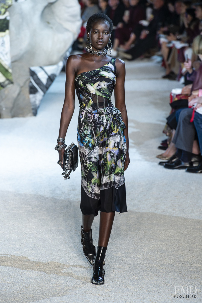 Adut Akech Bior featured in  the Alexander McQueen fashion show for Spring/Summer 2019
