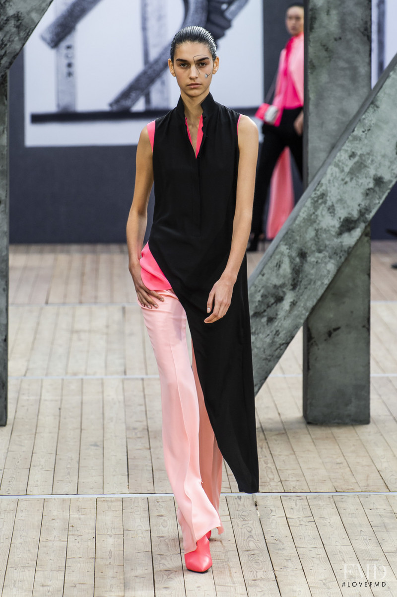 Eugenia Dubinova featured in  the Akris fashion show for Spring/Summer 2019