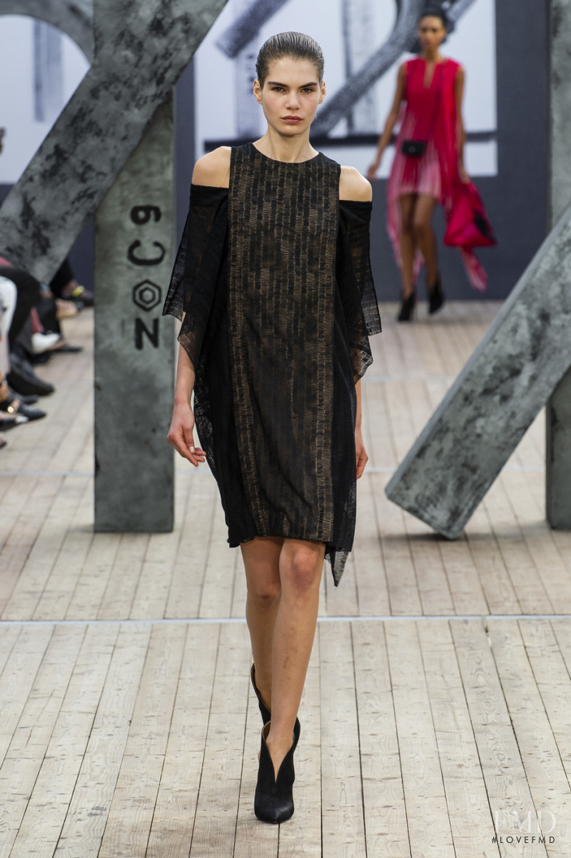 Sophie Rask featured in  the Akris fashion show for Spring/Summer 2019