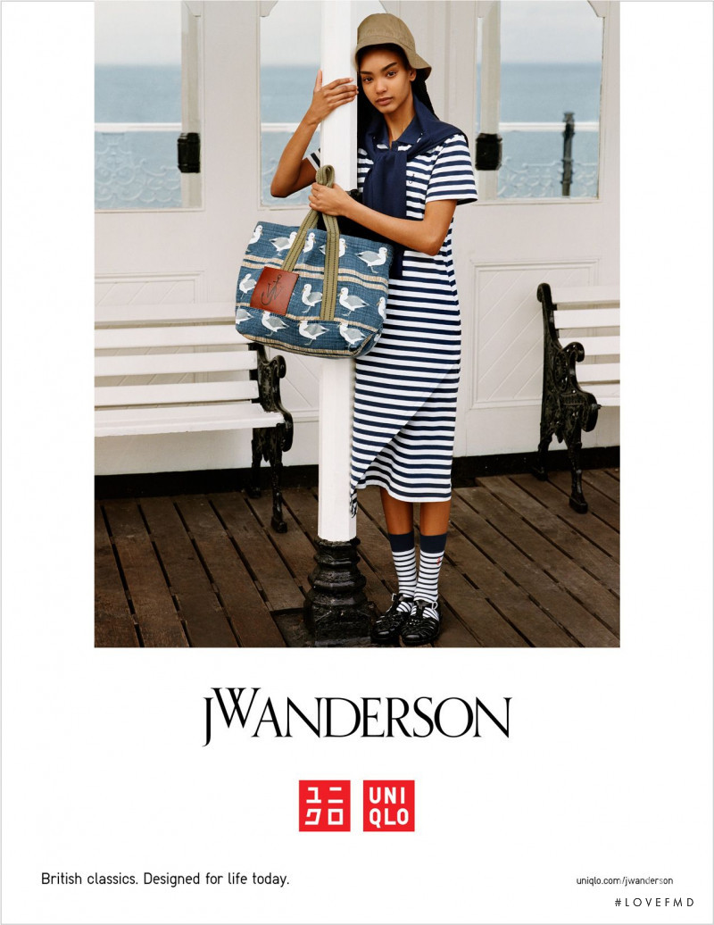 Ines Oussaidi featured in  the Uniqlo x JW Anderson advertisement for Spring/Summer 2018
