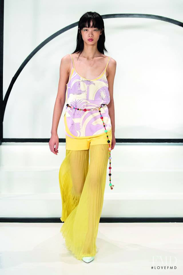 Huan Zhou featured in  the Pucci fashion show for Spring/Summer 2019