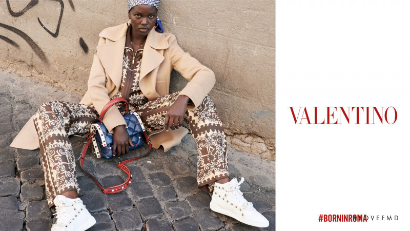 Adut Akech Bior featured in  the Valentino Valentino Resort 2019 advertisement for Resort 2019