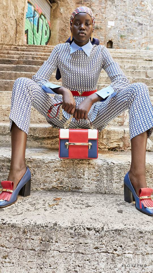 Adut Akech Bior featured in  the Valentino Valentino Resort 2019 advertisement for Resort 2019