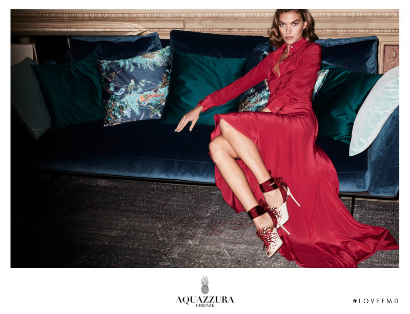 Arizona Muse featured in  the Aquazzura advertisement for Autumn/Winter 2016