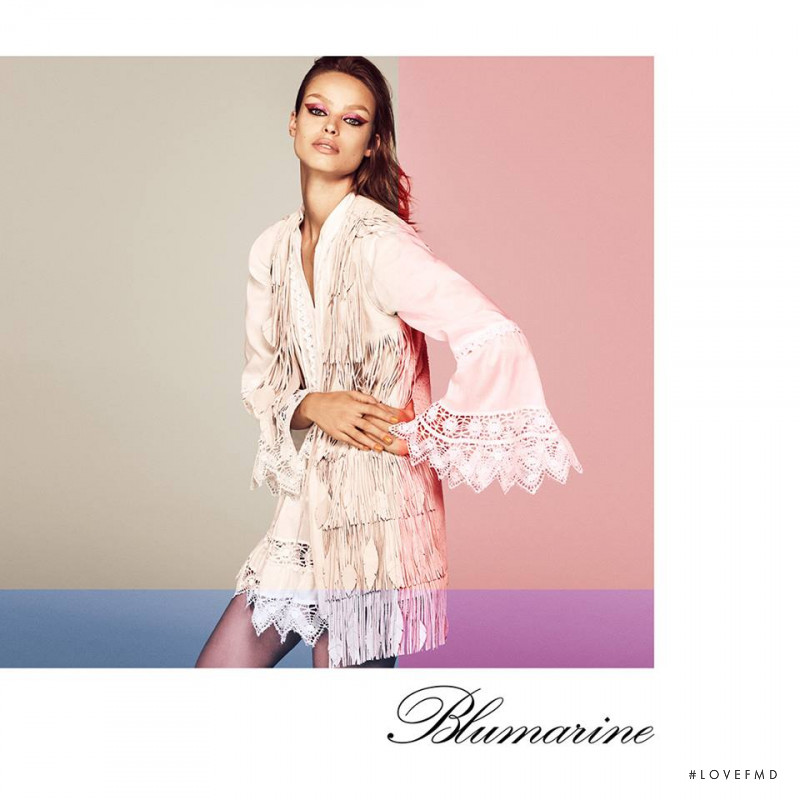 Birgit Kos featured in  the Blumarine advertisement for Spring/Summer 2019